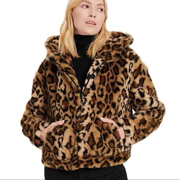 hooded leopard print jacket